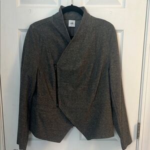 CAbi Gray Blazer Asymmetrical Wrap Design